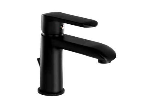 Un mitigeur monotrou de lavabo noir mat