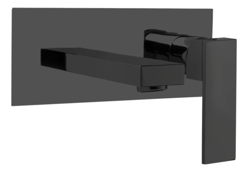 Un mitigeur lavabo encastré avec plaque noir mat
